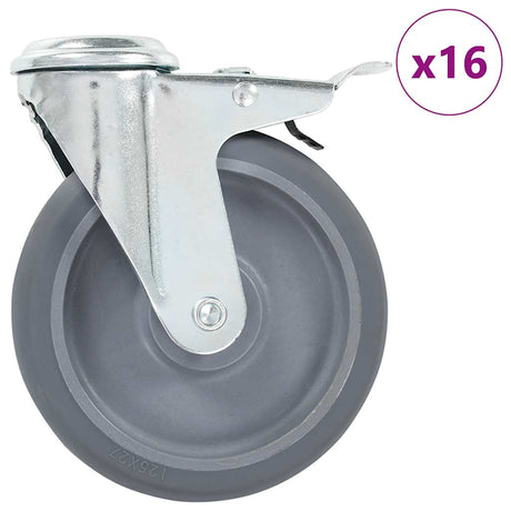 Vidaxl 16 st zwenkwielen met boutgaten 125 mm