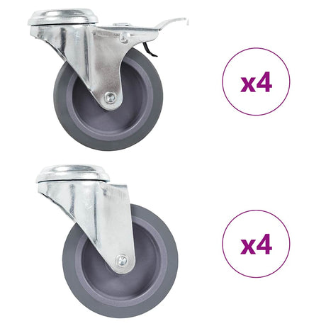 Vidaxl 8 st zwenkwielen met boutgaten 75 mm