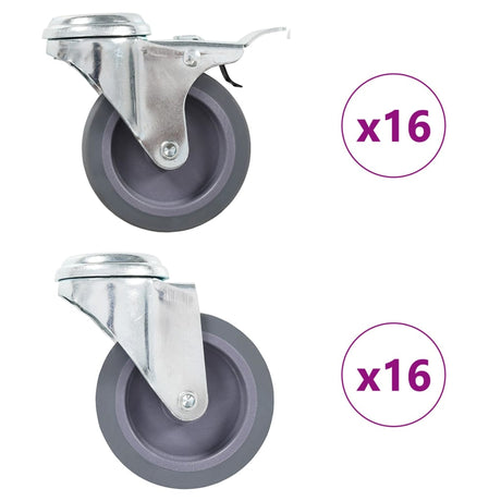 Vidaxl 32 st zwenkwielen met boutgaten 75 mm