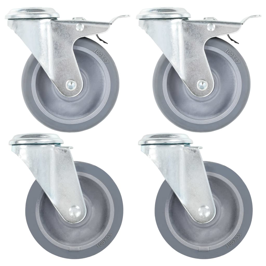 Vidaxl 16 st swivel wheels with bolt holes 100 mm