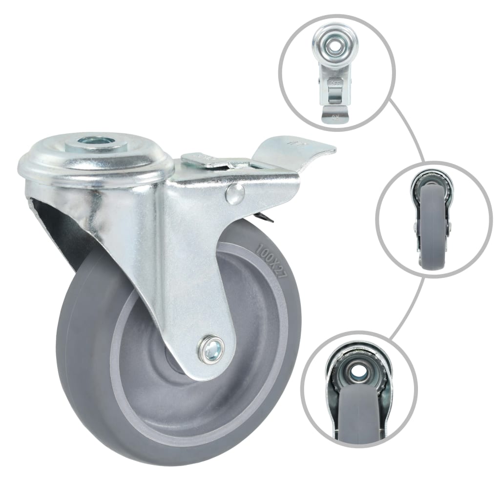 Vidaxl 24 ST swivel wheels with bolt holes 100 mm