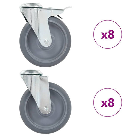 Vidaxl 16 st zwenkwielen met boutgaten 125 mm