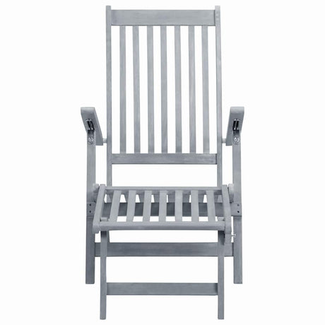 Vidaxl ligstoel met voetensteun massief acaciahout greywash