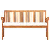 Vidaxl tuinbank 3-zits met kussen 150 cm massief acaciahout