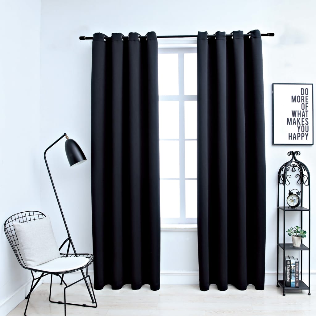 Blackout della tenda Vidaxl con anelli di metallo 2 St 140x225 cm nero