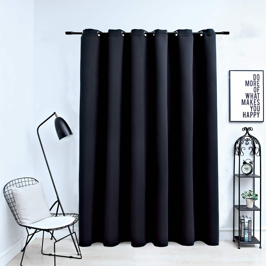 Vidaxl rideau occlusion avec anneaux en métal 290x245 cm noir