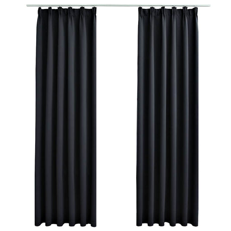 Vidaxl gordijnen verduisterend met haken 2 st 140x175 cm zwart