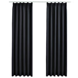 Vidaxl -gardiner Blackout med krokar 2 ST 140x175 cm svart