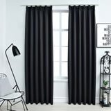 Vidaxl -gardiner Blackout med krokar 2 ST 140x175 cm svart