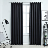 Vidaxl gardiner blackout med kroker 2 stk 140x245 cm svart