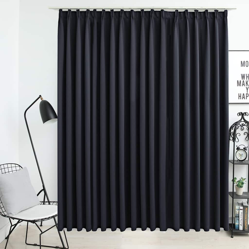 Vidaxl Curtain Damning with Hooks 290x245 cm Black