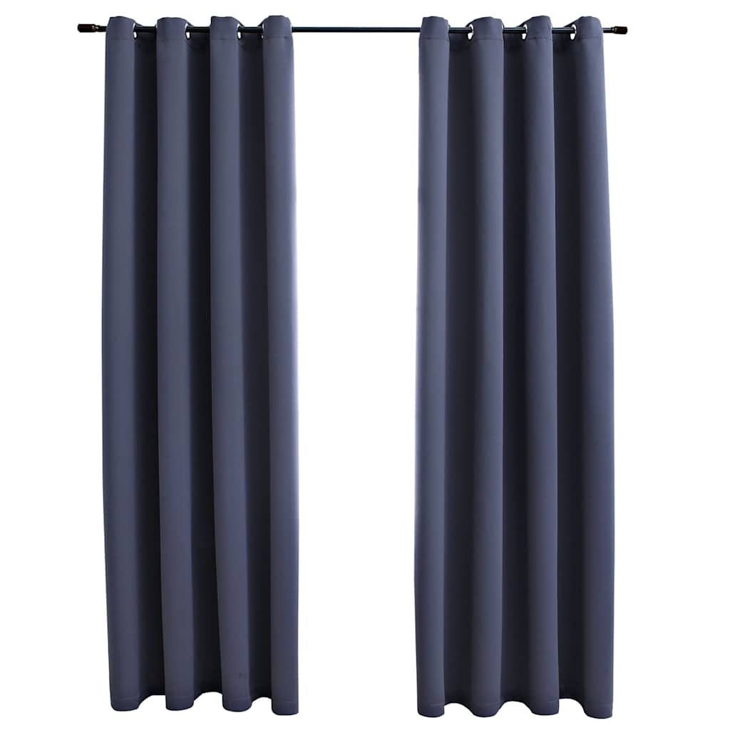 Vidaxl gardiner blackout with rings 2 st 140x175 cm antracitt