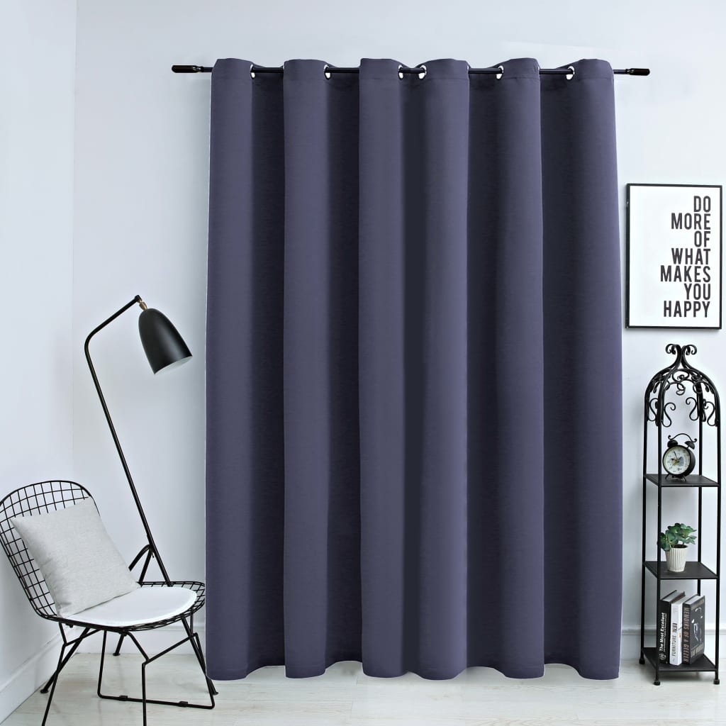 Vidaxl rideau accablant avec des anneaux métalliques 290x245 cm anthracite