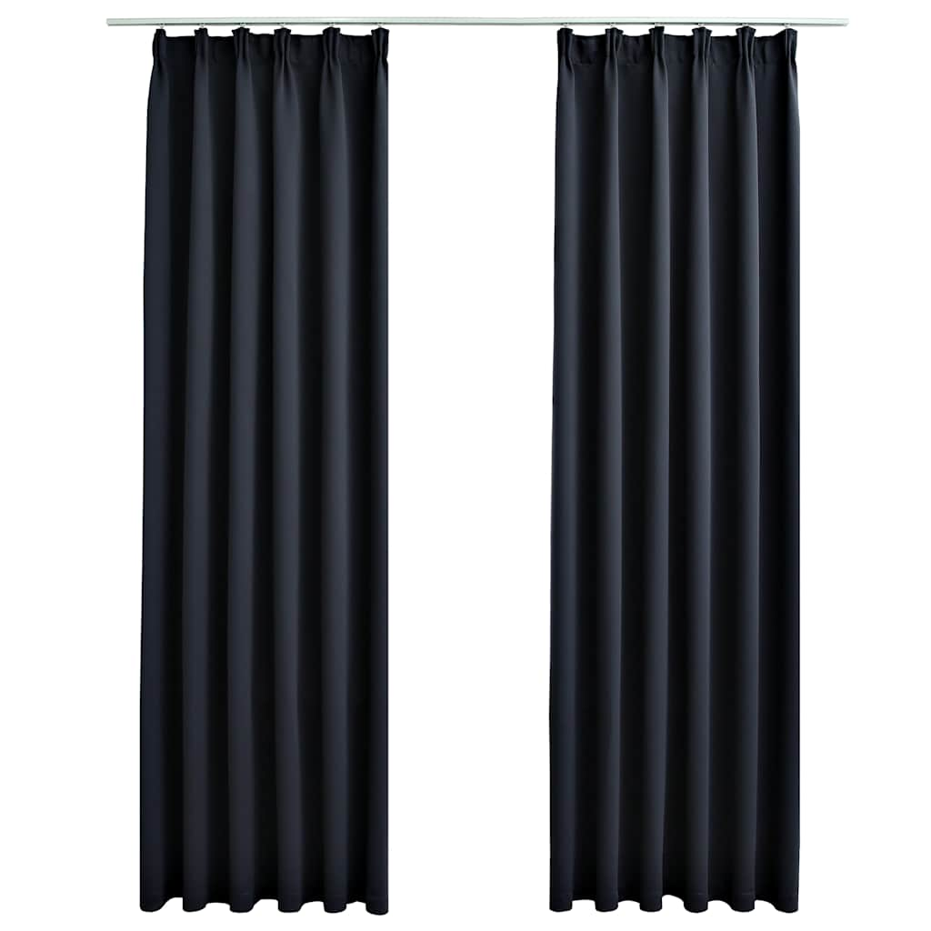 Vidaxl gardiner blackout med kroker 2 stk 140x175 cm antracitt