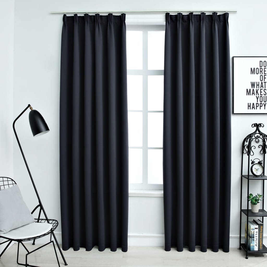 Vidaxl gardiner blackout med kroker 2 stk 140x175 cm antracitt