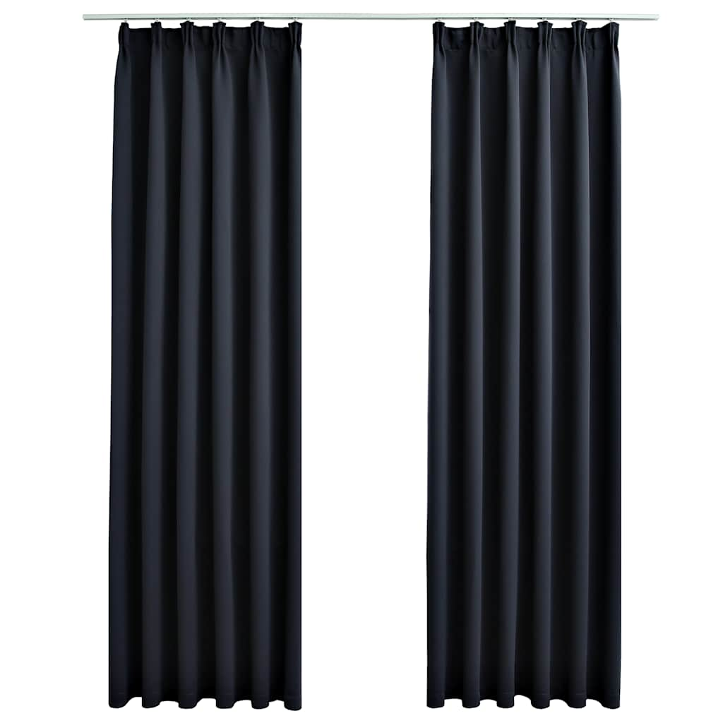 Vidaxl gardiner blackout med kroker 2 st 140x245 cm antracitt