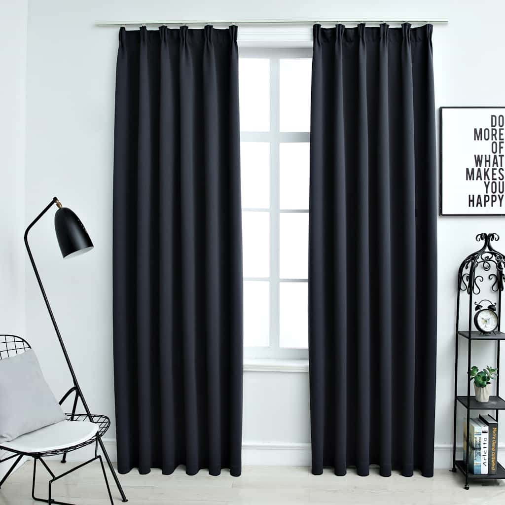 Vidaxl -gardiner Blackout med krokar 2 ST 140x245 cm Anthracite