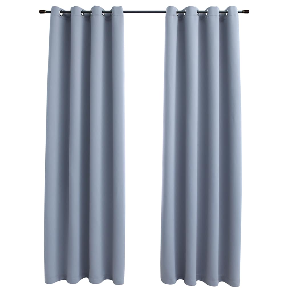 Vidaxl Curtain Damning with Metal Rings 2 St 140x175 cm grå