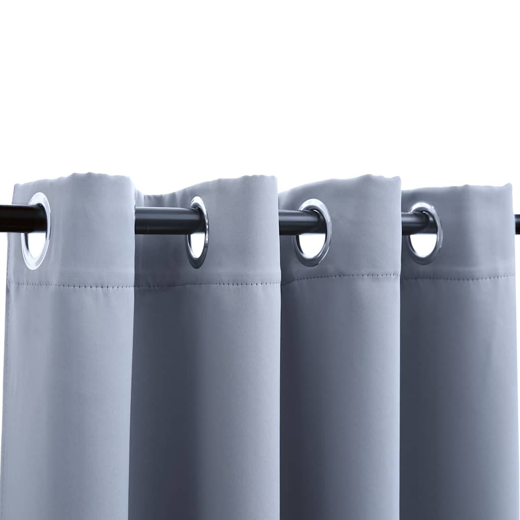 Vidaxl gordijn verduisterend met metalen ringen 2 st 140x175 cm grijs