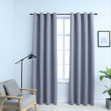 Vidaxl Curtain Damning with Metal Rings 2 St 140x175 cm grå