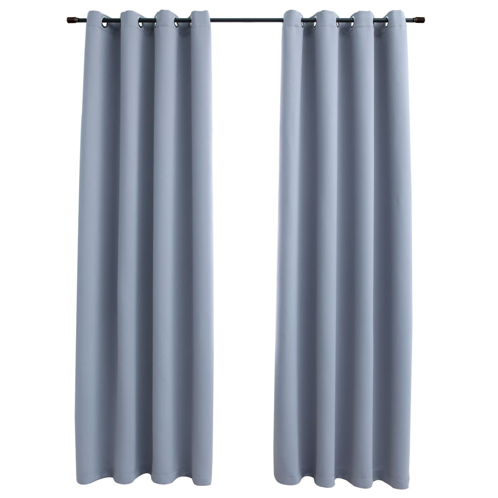 Vidaxl Curtain Blackout med metallringer 2. ST 140x245 cm grå