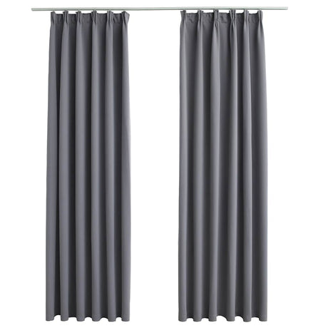 Vidaxl gordijnen verduisterend met haken 2 st 140x245 cm grijs