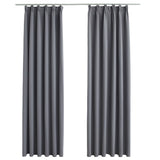 Zavese Vidaxl Blackout s kavlji 2 PCS 140x245 cm siva