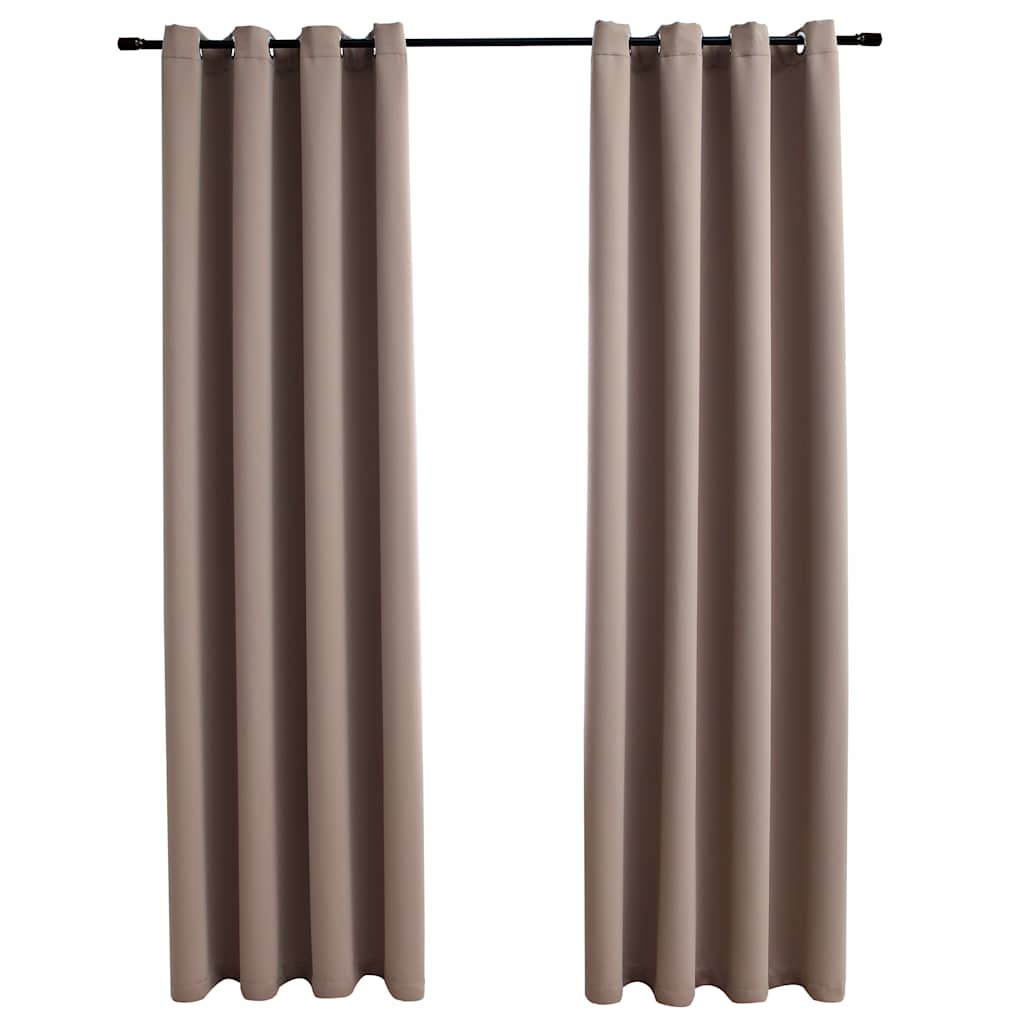 Bidaxl -gardin fördömande med metallringar 2 st 140x175 cm taupe