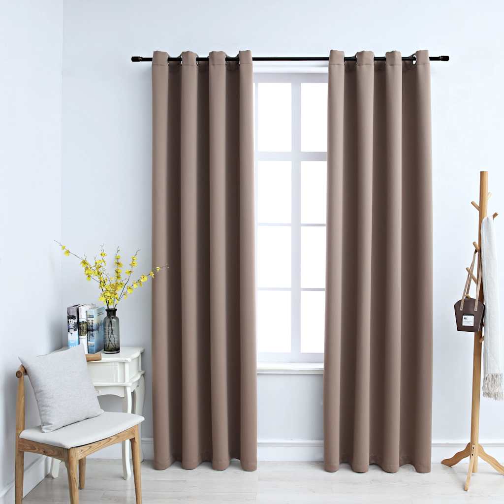 Vidaxl Curtain Damning with Metal Rings 2 St 140x175 cm taupe