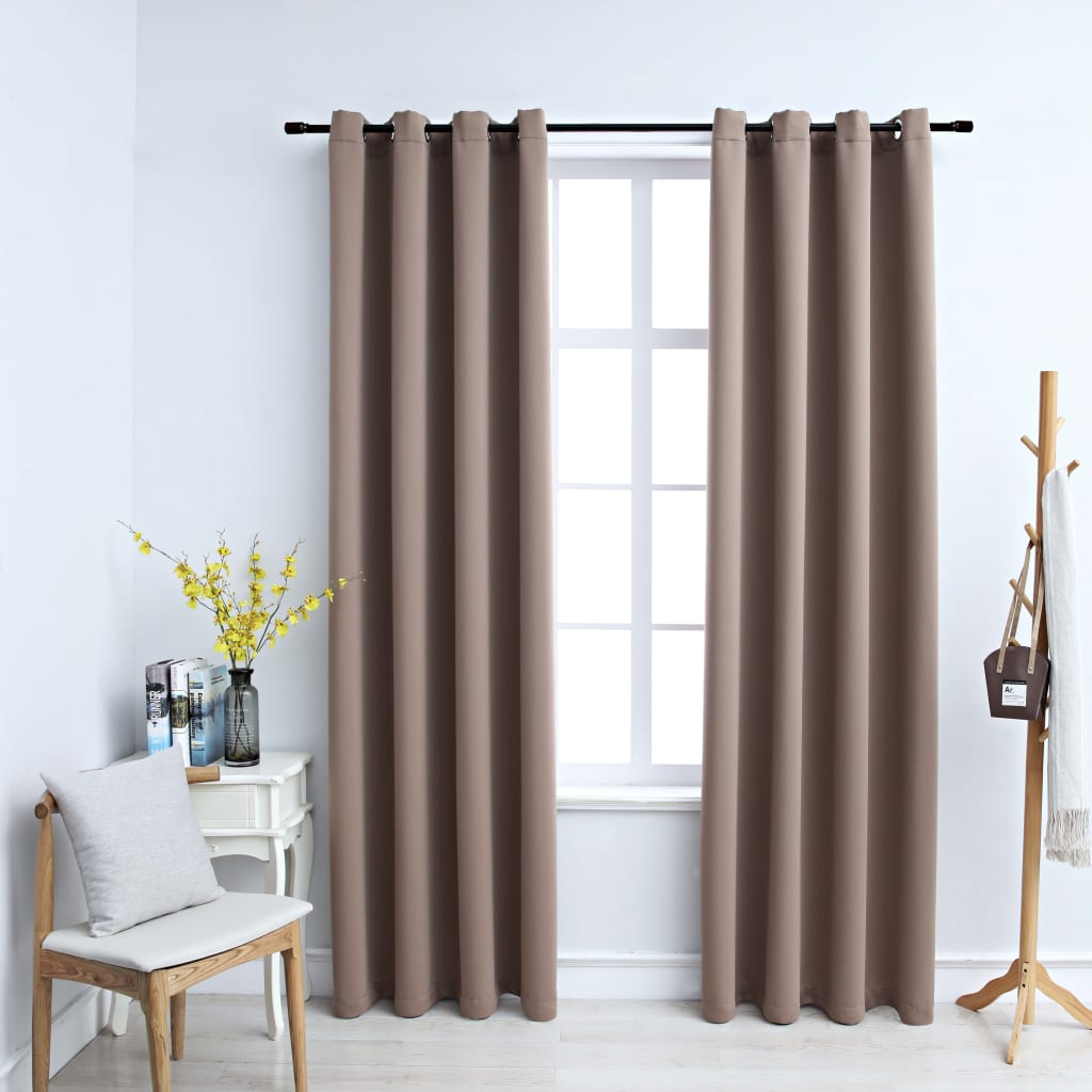 Bidaxl gardin fördömande med metallringar 2 st 140x225 cm taupe