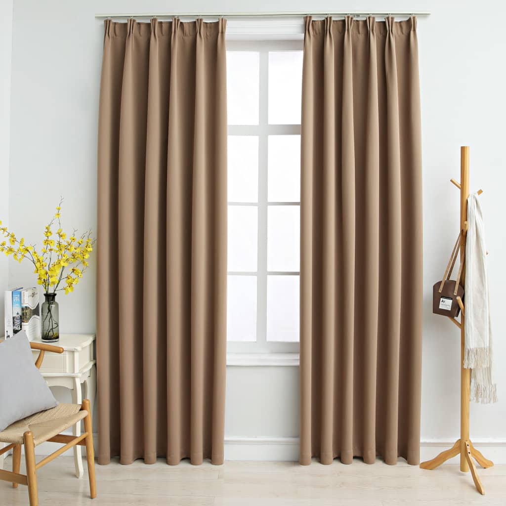 Vidaxl gardiner blackout med kroker 2 stk 140x175 cm taupe