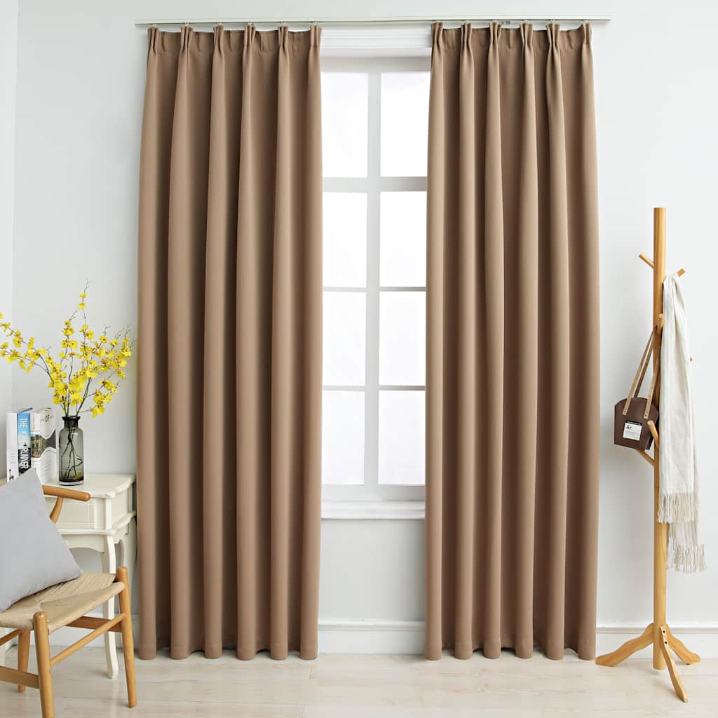 Vidaxl gardiner blackout med kroker 2 st 140x225 cm taupe