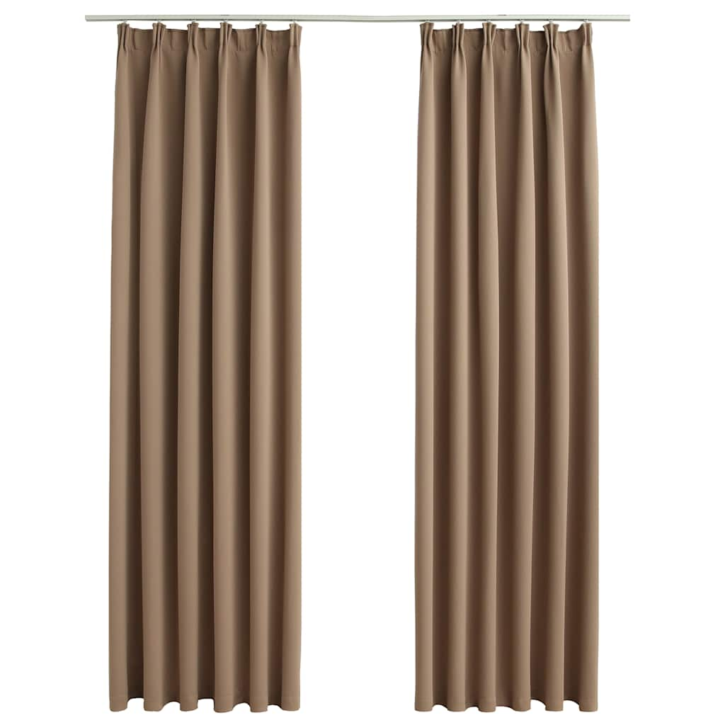 Vidaxl gardiner blackout med kroker 2 st 140x245 cm taupe