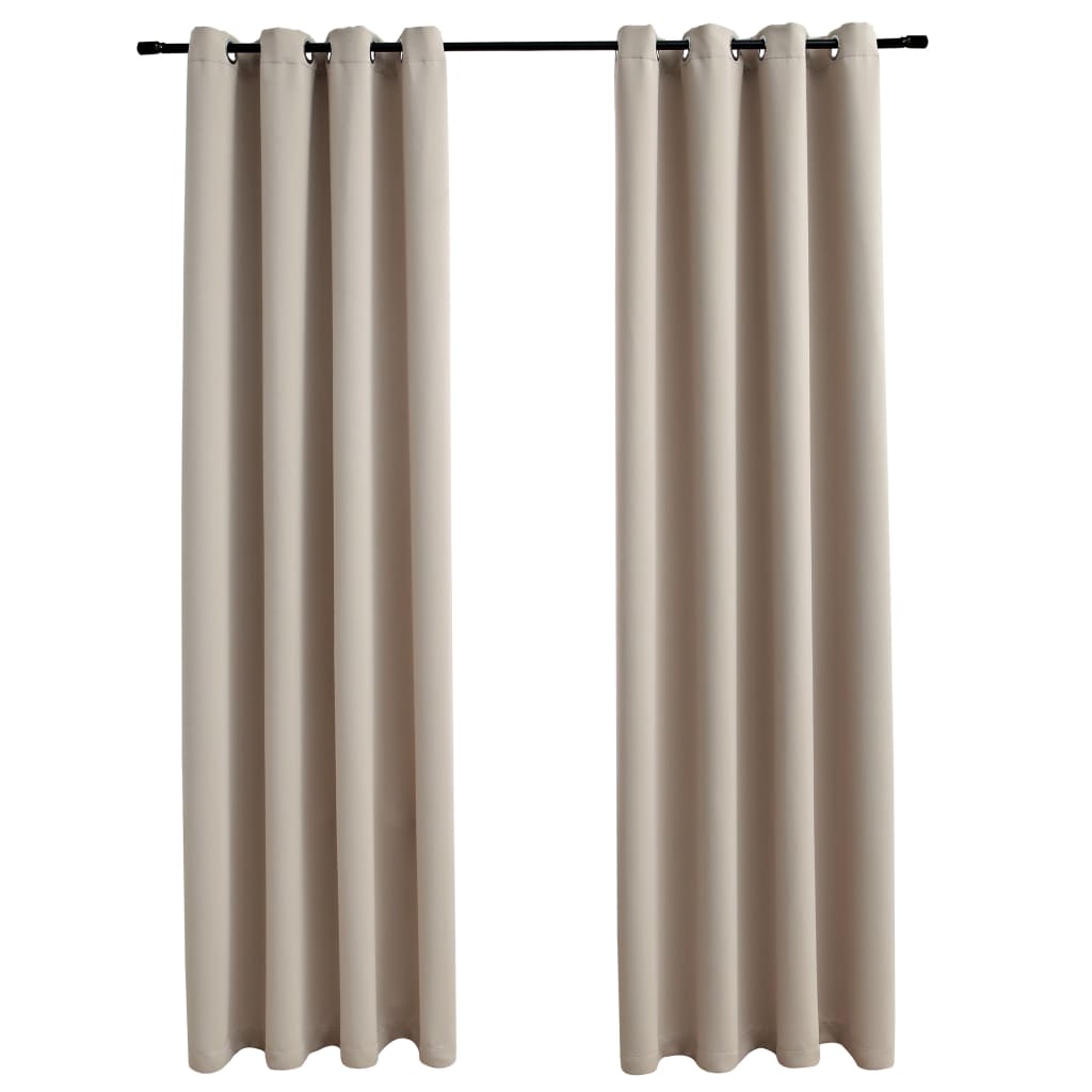 Rideau vidaxl accablant avec des anneaux métalliques 2 st 140x225 cm beige