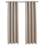 Bidaxl -gardin fördömande med metallringar 2 st 140x225 cm beige