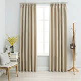 Vidaxl -gardiner Blackout med krokar 2 ST 140x175 cm beige