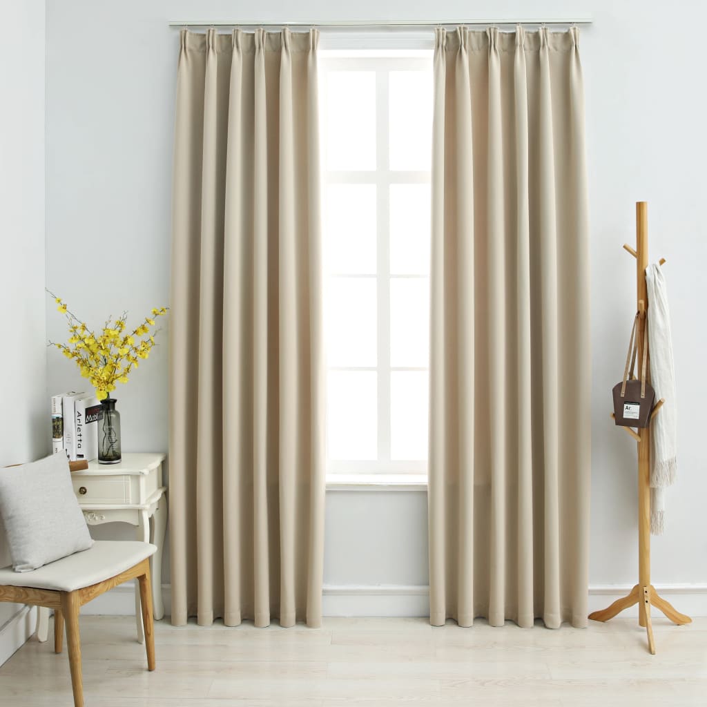 Vidaxl -gardiner mörkare med krokar 2 st 140x245 cm beige