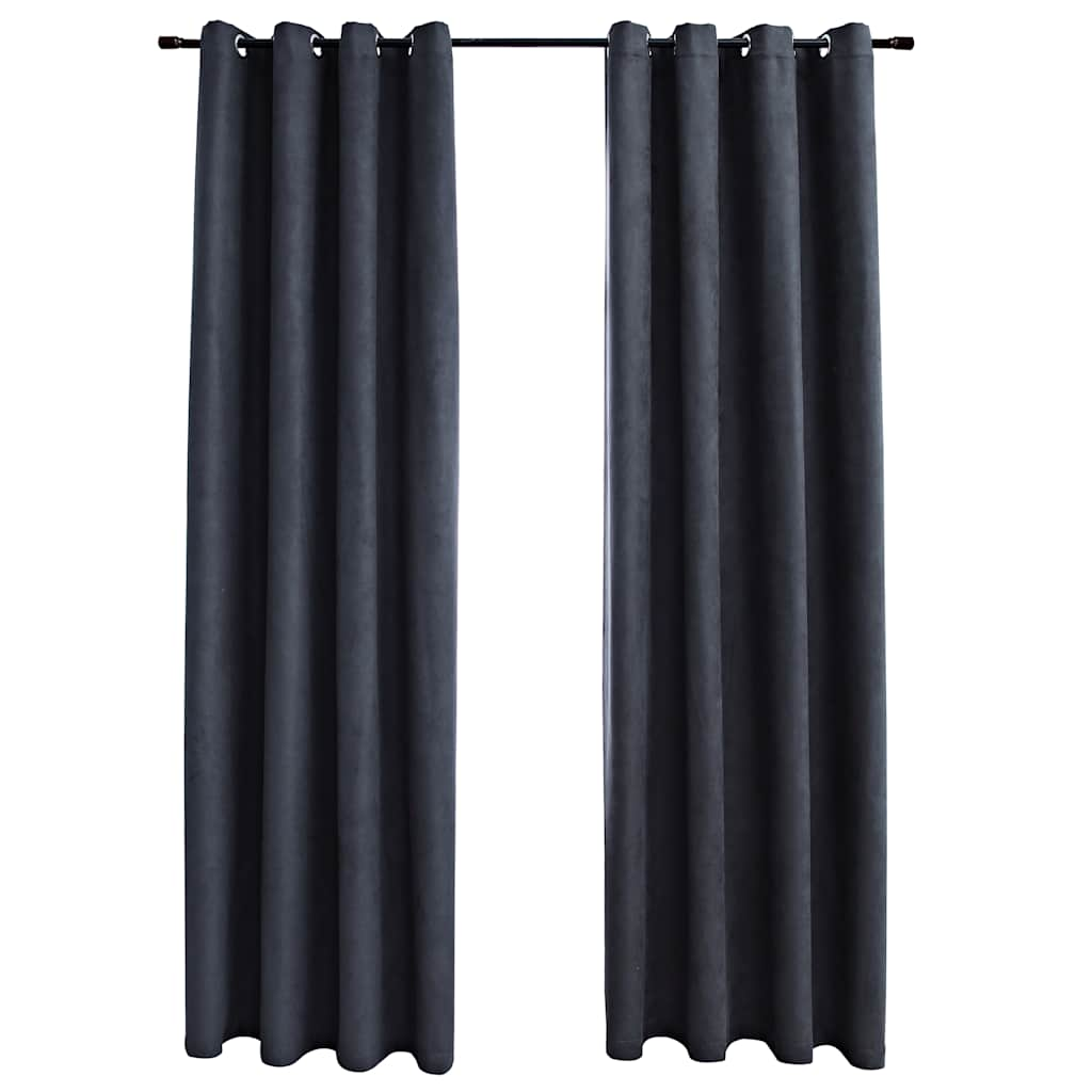 Vidaxl Curtains Blackout med Rings 2 St 140x175 cm Anthracite