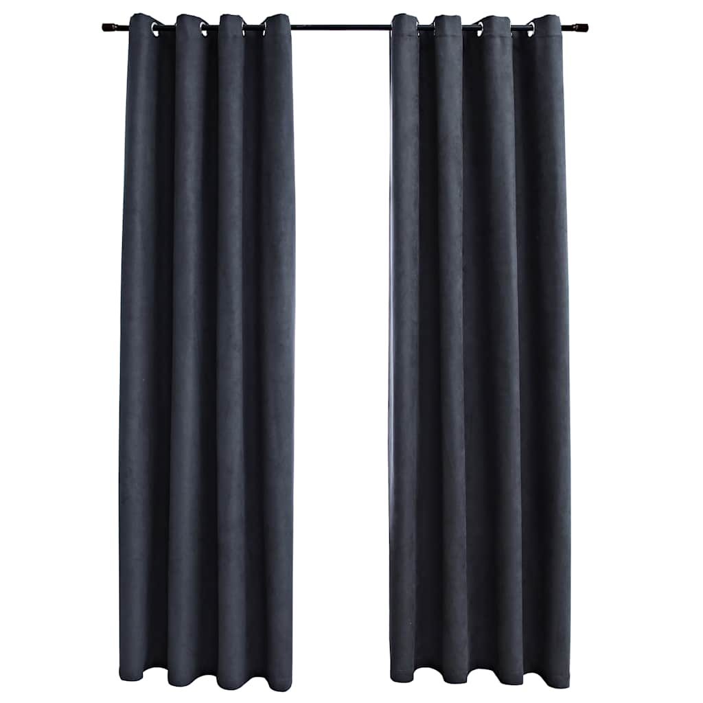 Vidaxl Curtains Blackout med Rings 2 St 140x225 cm Anthracite