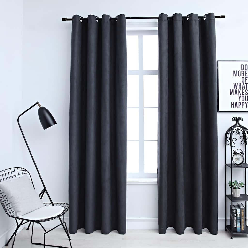 Vidaxl rideaux Blackout avec des anneaux 2 ST 140x225 cm anthracite