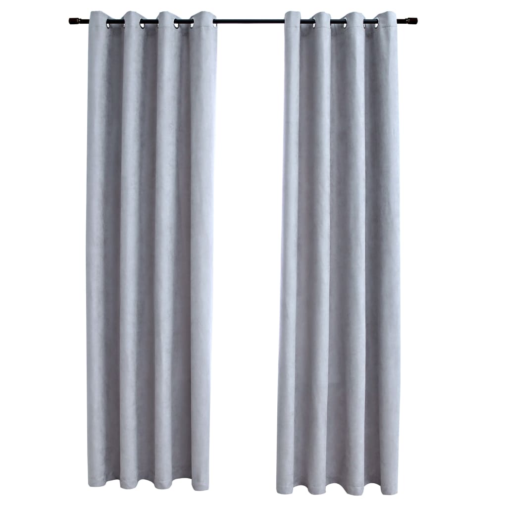 Rideau vidaxl accablant avec des anneaux en métal 2 st 140x225 cm gris