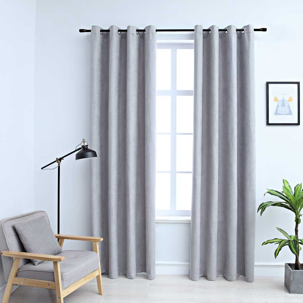 Vidaxl Curtain Blackout med metallringer 2. ST 140x245 cm grå