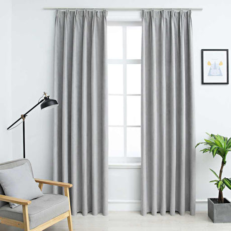 Vidaxl gordijnen verduisterend met haken 2 st 140x175 cm grijs
