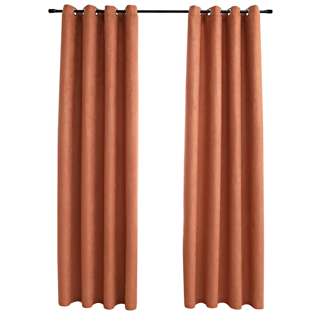 Vidaxl gardiner blackout with rings 2 st 140x175 cm rust -farget