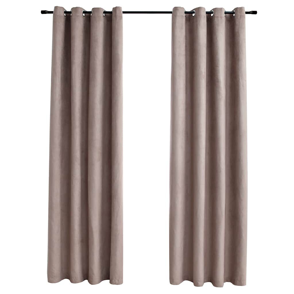 Vidaxl gordijn verduisterend met metalen ringen 2 st 140x225 cm taupe