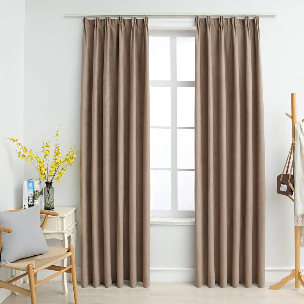 Vidaxl Gardinen Blackout mat Haken 2 PC 140x17 cm Taupe