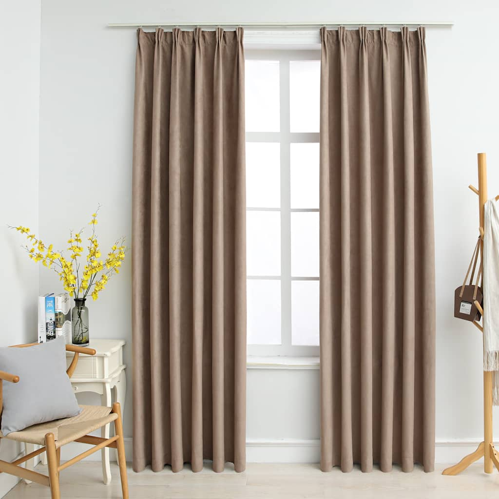 Vidaxl gardiner Blackout med kroge 2 St 140x225 cm taupe