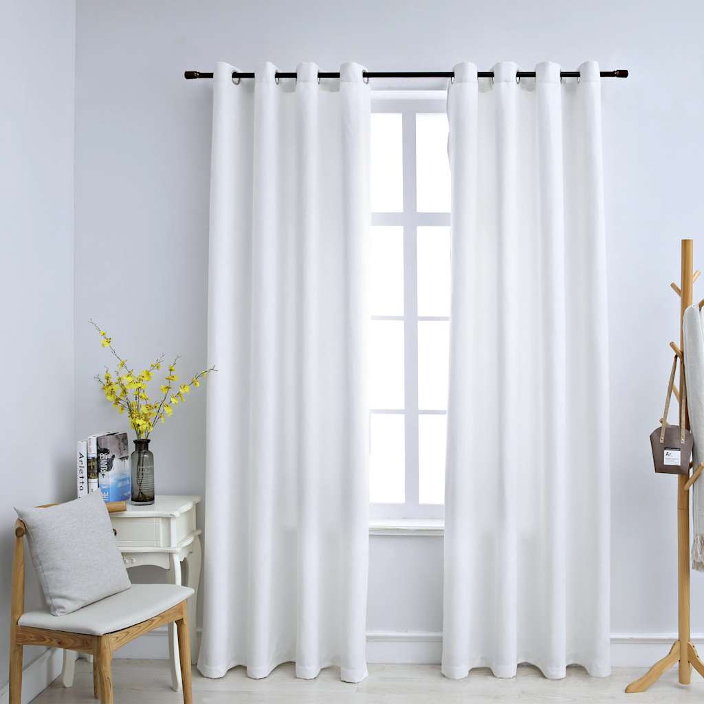 Vidaxl rideaux Blackout avec des anneaux 2 ST 140x245 cm blanc cassé