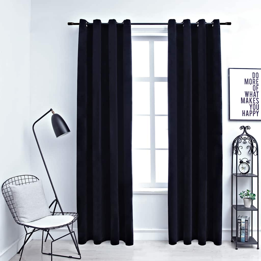 Vidaxl Curtain Blackout med Rings 2 St 140x175 cm Velvet Black