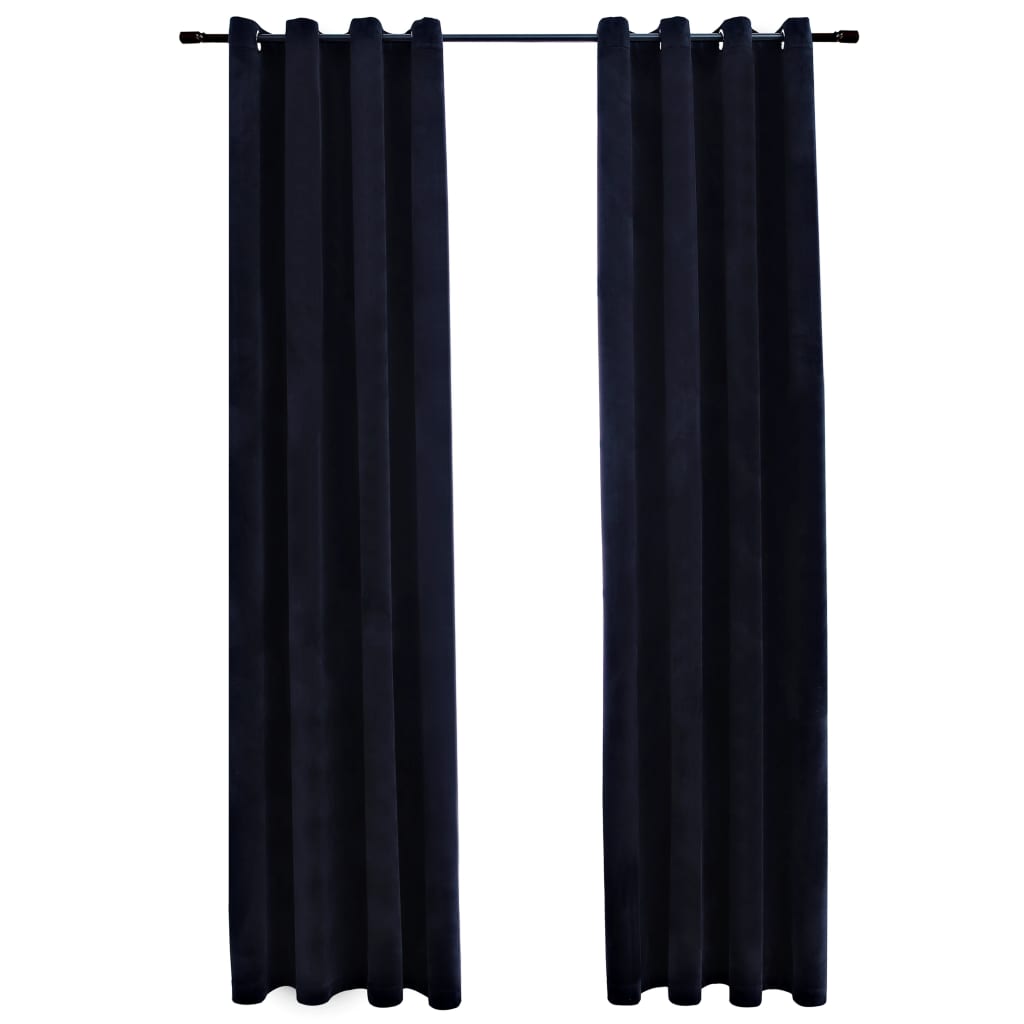 Vidaxl Curtain Blackout con anelli 2 St 140x225 cm Velvet Nero